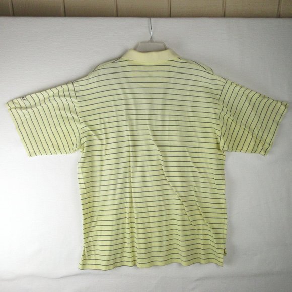 Titleist Butter Yellow Striped Pique Polo Size L Cotton - Picture 2 of 11